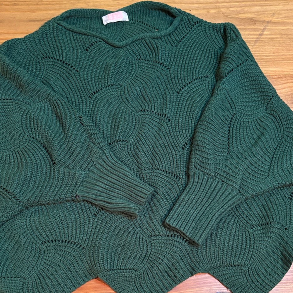 Elegant Forest Green Women's Knit Sweater